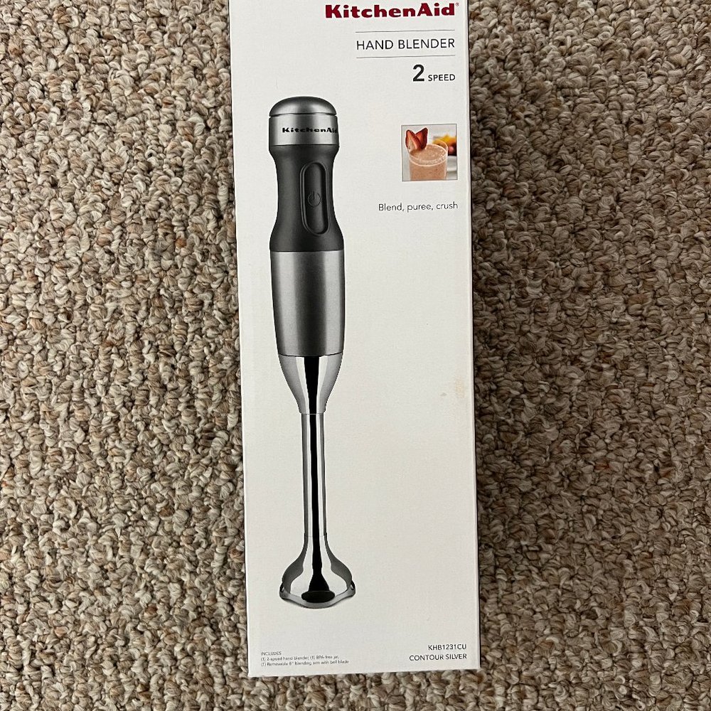 KitchenAid 2-Speed Hand-Held Blender/Mixer Corded New Soft Grip Handle Silver